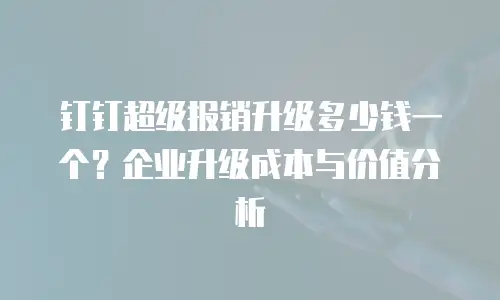钉钉超级报销升级多少钱一个？企业升级成本与价值分析