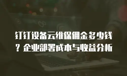 钉钉设备云维保佣金多少钱？企业部署成本与收益分析