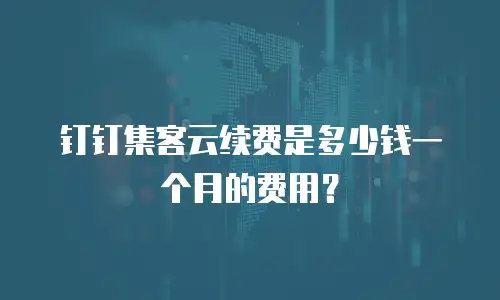 钉钉集客云续费是多少钱一个月的费用？