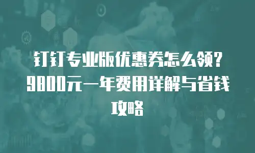 钉钉专业版优惠券怎么领？9800元一年费用详解与省钱攻略