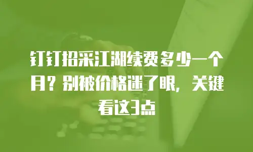 钉钉招采江湖续费多少一个月？别被价格迷了眼，关键看这3点