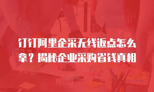 钉钉阿里企采无线返点怎么拿？揭秘企业采购省钱真相