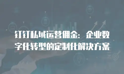 钉钉私域运营佣金：企业数字化转型的定制化解决方案