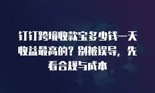 钉钉跨境收款宝多少钱一天收益最高的？别被误导，先看合规与成本