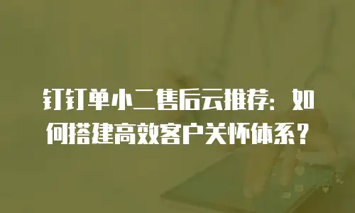 钉钉单小二售后云推荐：如何搭建高效客户关怀体系？
