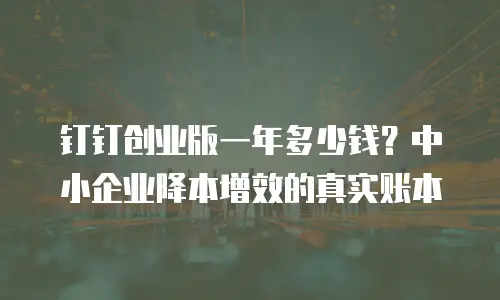 钉钉创业版一年多少钱？中小企业降本增效的真实账本