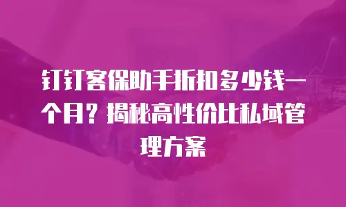 钉钉客保助手折扣多少钱一个月？揭秘高性价比私域管理方案