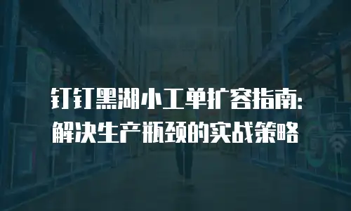 钉钉黑湖小工单扩容指南：解决生产瓶颈的实战策略