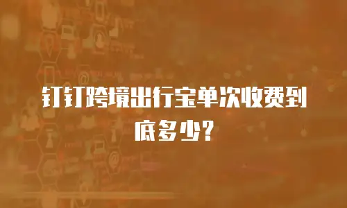 钉钉跨境出行宝单次收费到底多少？