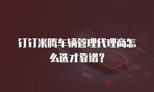 钉钉米腾车辆管理代理商怎么选才靠谱？