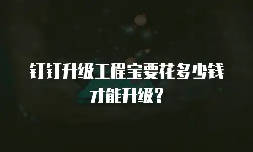 钉钉升级工程宝要花多少钱才能升级？