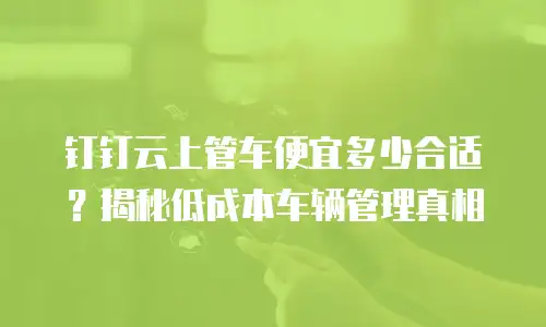 钉钉云上管车便宜多少合适？揭秘低成本车辆管理真相
