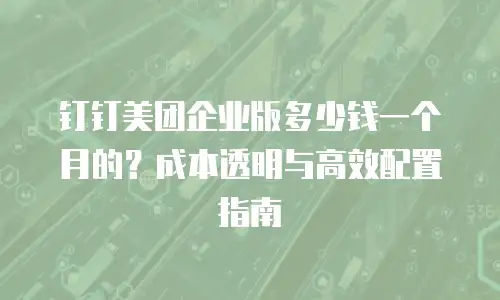 钉钉美团企业版多少钱一个月的？成本透明与高效配置指南