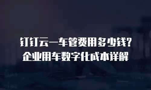 钉钉云一车管费用多少钱？企业用车数字化成本详解