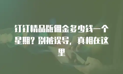 钉钉精品版佣金多少钱一个星期？别被误导，真相在这里