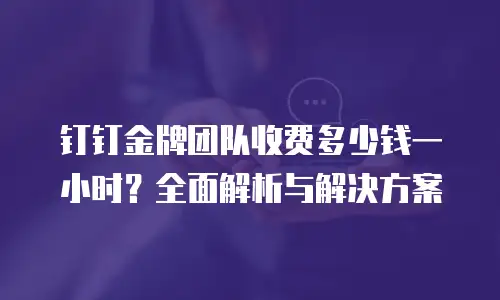 钉钉金牌团队收费多少钱一小时？全面解析与解决方案