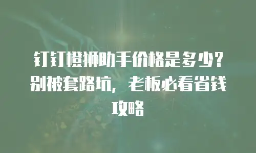 钉钉橙狮助手价格是多少？别被套路坑，老板必看省钱攻略