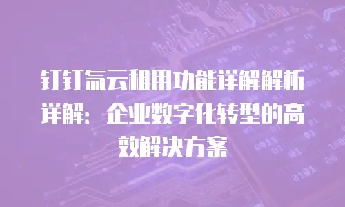 钉钉氚云租用功能详解解析详解：企业数字化转型的高效解决方案