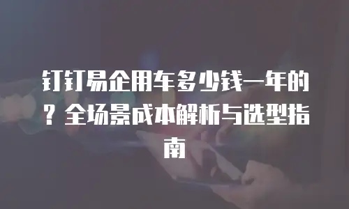 钉钉易企用车多少钱一年的？全场景成本解析与选型指南