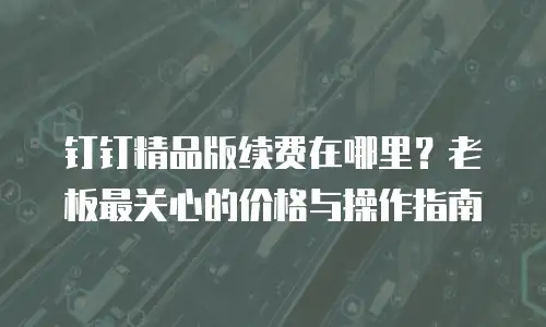 钉钉精品版续费在哪里？老板最关心的价格与操作指南