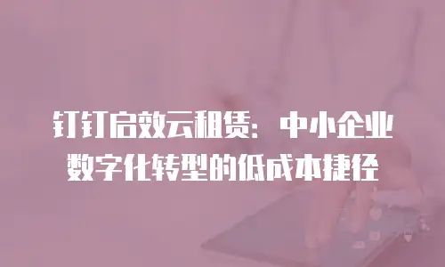 钉钉启效云租赁：中小企业数字化转型的低成本捷径