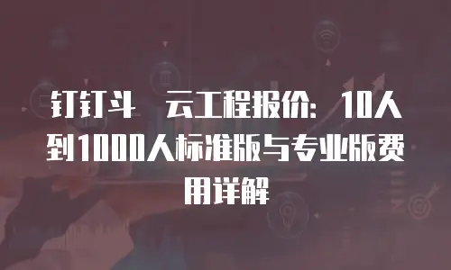 钉钉斗栱云工程报价：10人到1000人标准版与专业版费用详解
