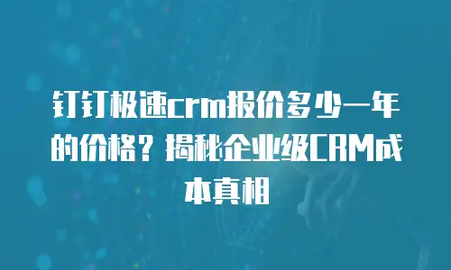 钉钉极速crm报价多少一年的价格？揭秘企业级CRM成本真相