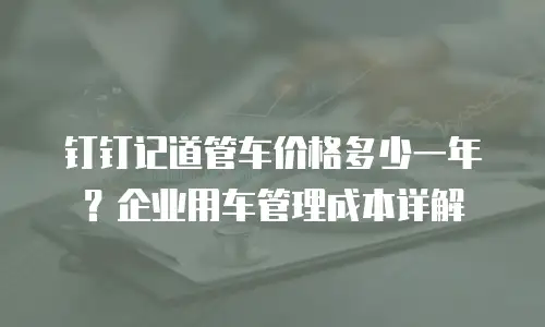 钉钉记道管车价格多少一年？企业用车管理成本详解