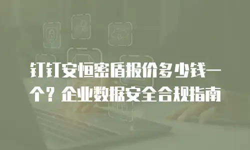 钉钉安恒密盾报价多少钱一个？企业数据安全合规指南