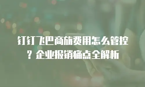 钉钉飞巴商旅费用怎么管控？企业报销痛点全解析