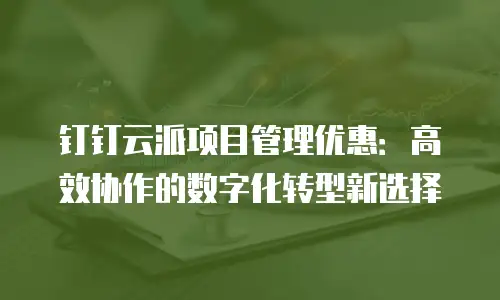 钉钉云派项目管理优惠：高效协作的数字化转型新选择