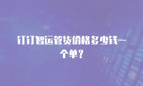 钉钉智运管货价格多少钱一个单？