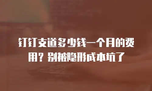 钉钉支道多少钱一个月的费用？别被隐形成本坑了