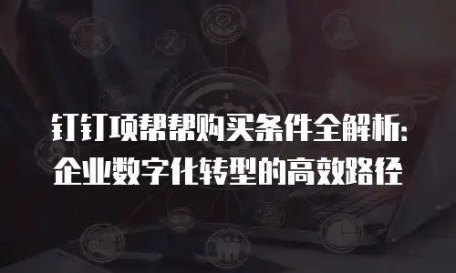 钉钉项帮帮购买条件全解析：企业数字化转型的高效路径