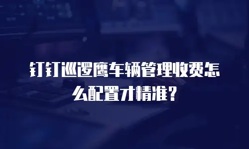 钉钉巡逻鹰车辆管理收费怎么配置才精准？