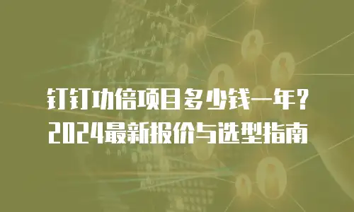 钉钉功倍项目多少钱一年？2024最新报价与选型指南