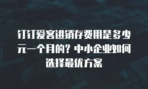 钉钉爱客进销存费用是多少元一个月的？中小企业如何选择最优方案