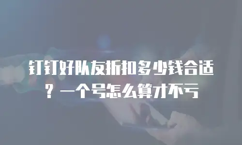 钉钉好队友折扣多少钱合适？一个号怎么算才不亏