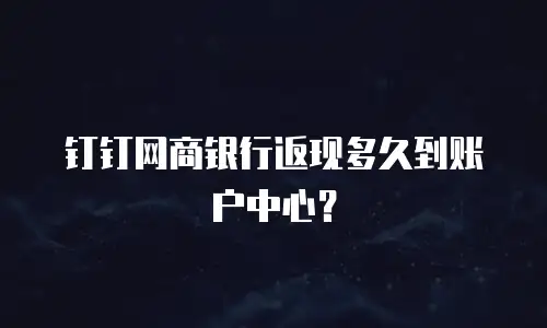 钉钉网商银行返现多久到账户中心？
