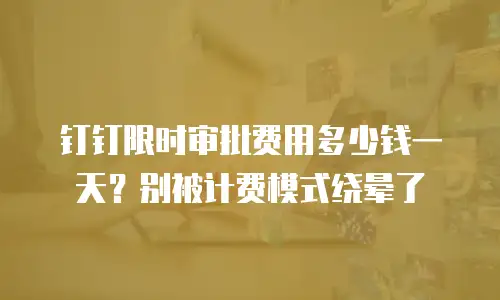 钉钉限时审批费用多少钱一天？别被计费模式绕晕了