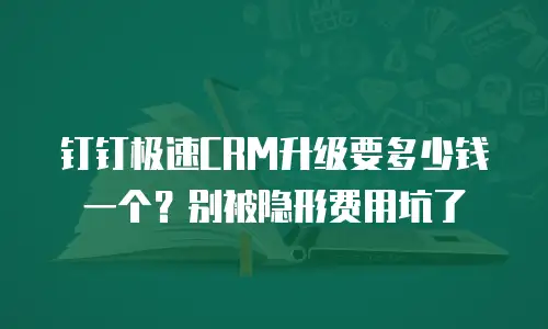 钉钉极速CRM升级要多少钱一个？别被隐形费用坑了