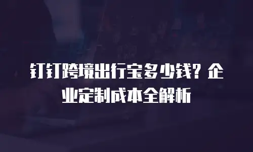 钉钉跨境出行宝多少钱？企业定制成本全解析