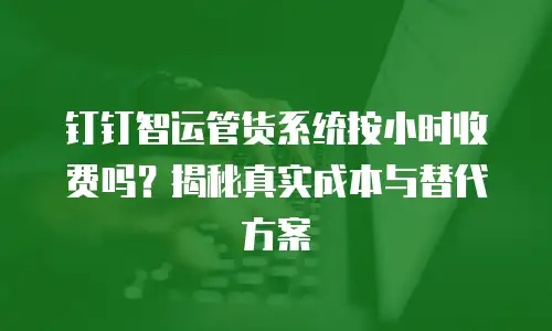 钉钉智运管货系统按小时收费吗？揭秘真实成本与替代方案