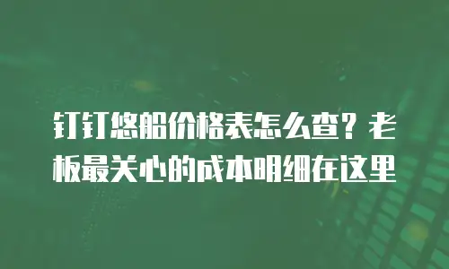 钉钉悠船价格表怎么查？老板最关心的成本明细在这里