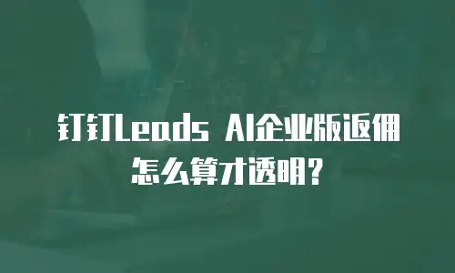 钉钉Leads AI企业版返佣怎么算才透明？