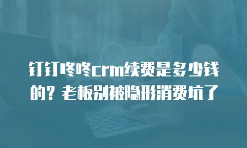 钉钉咚咚crm续费是多少钱的？老板别被隐形消费坑了