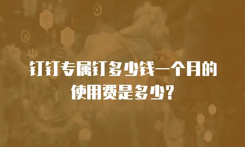 钉钉专属钉多少钱一个月的使用费是多少？