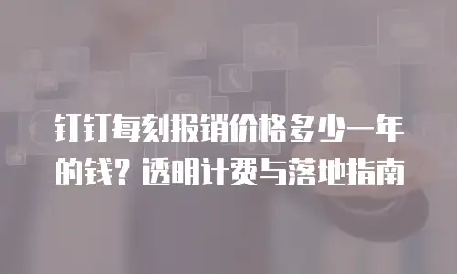 钉钉每刻报销价格多少一年的钱？透明计费与落地指南