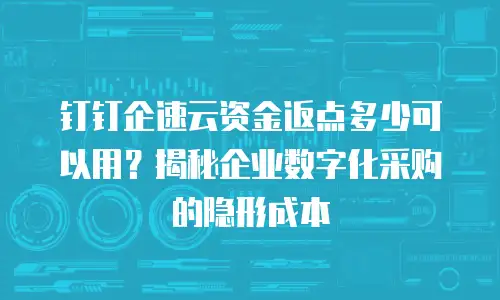 钉钉企速云资金返点多少可以用？揭秘企业数字化采购的隐形成本