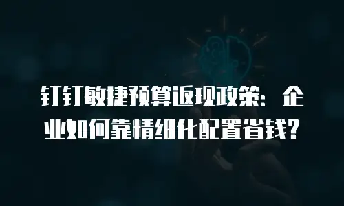 钉钉敏捷预算返现政策：企业如何靠精细化配置省钱？
